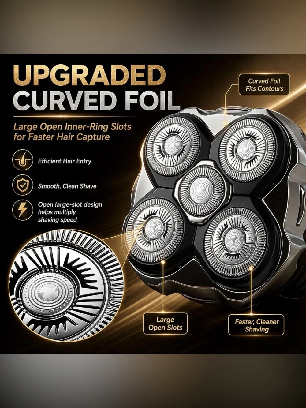 Head Shaver for Bald Men 2 Magnetic Detachable Heads Wet Dry Rotary LED Display
